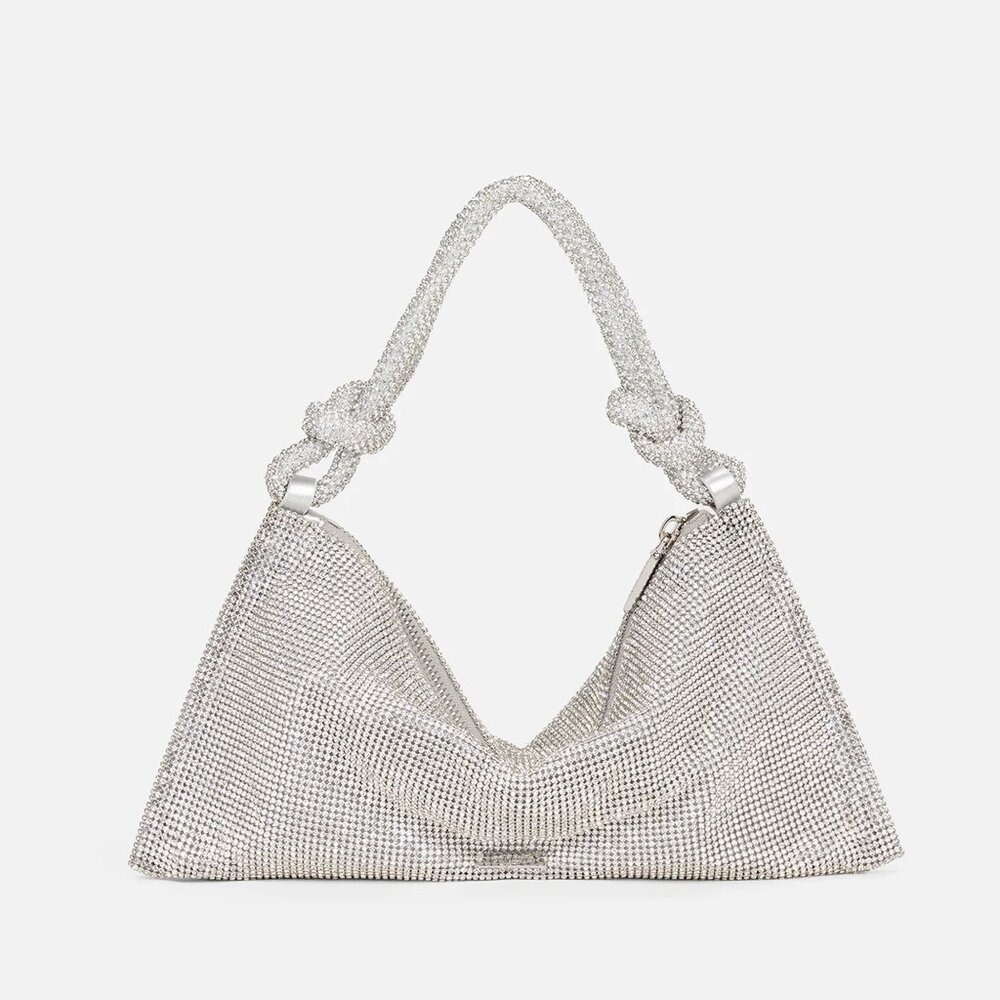 Cult Gaia Nala Rhinestone Shoulder Bag – Silver – Like New